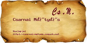 Csarnai Mátyás névjegykártya